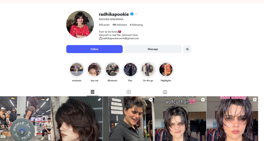 Radhika Makwana Instagram account
