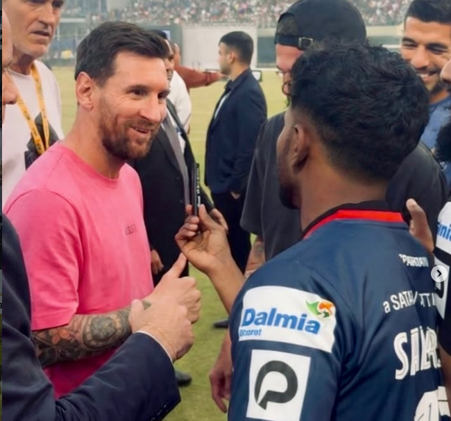 Sabareesh S with Lionel Messi