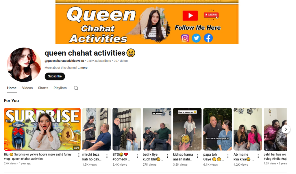 Queen Chahat YouTube Channel